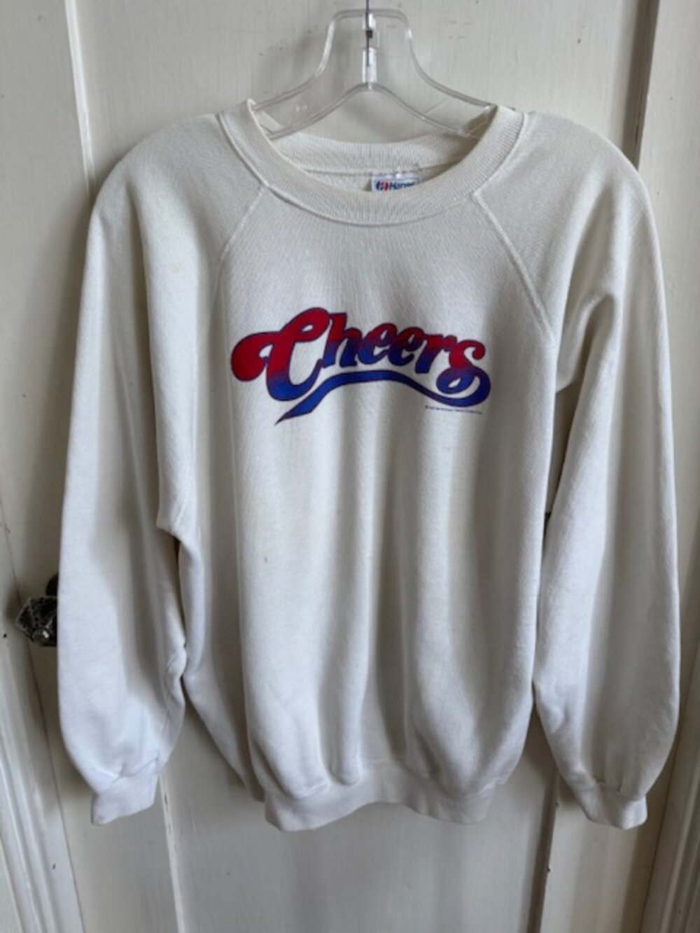 Vintage 80s CHEERS White Crewneck Hanes Sweatshirt size XL